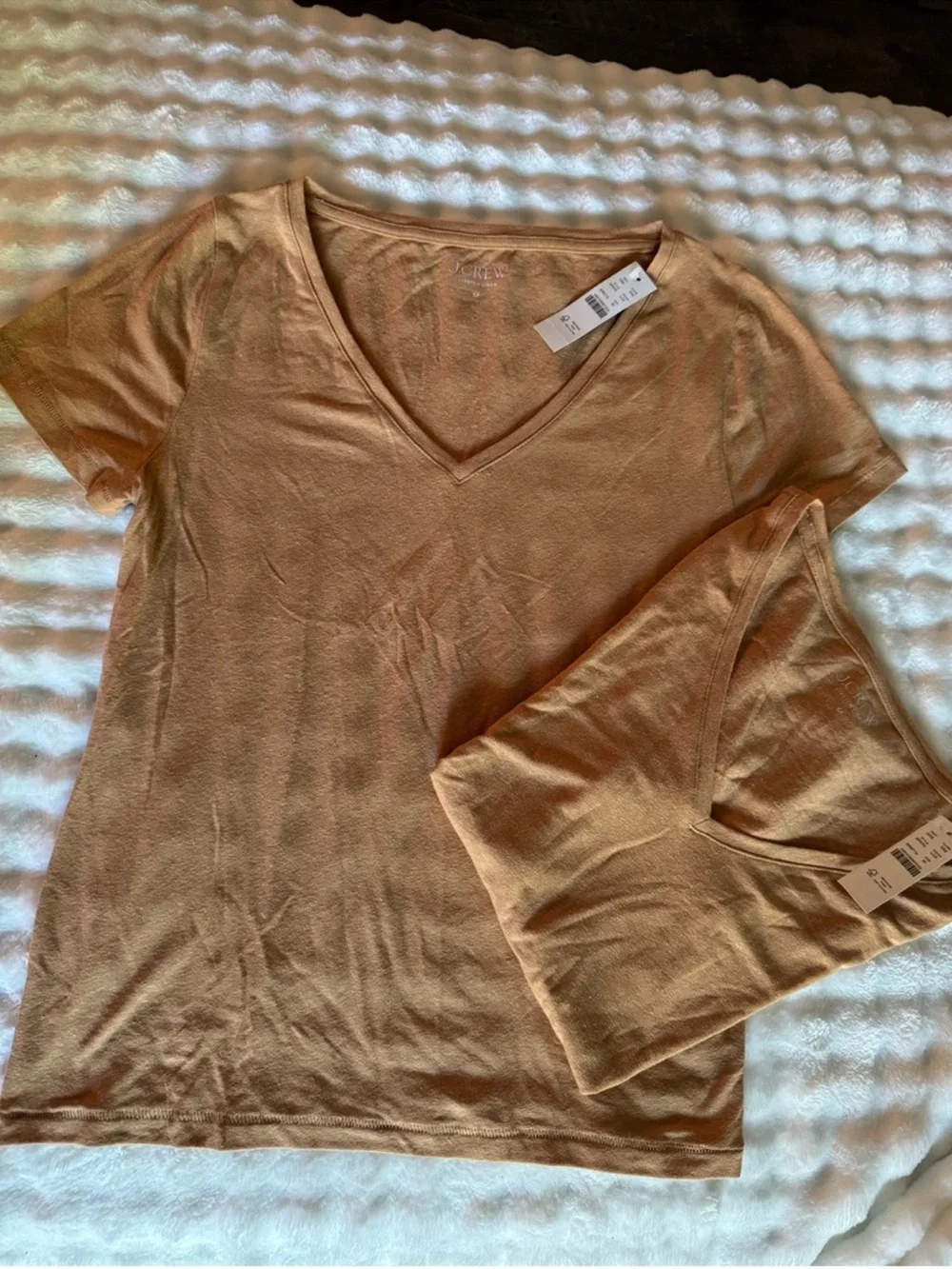NWT J. CREW LINEN BLED V-Neck Short Sleeve Top~M